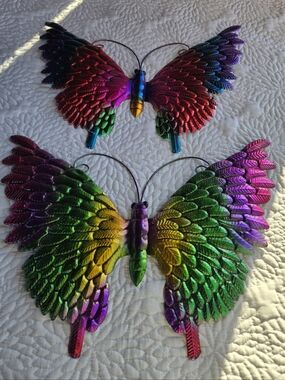 Traditional MexicanMulticolor Metal Butterfly Wall Art - Set of 2